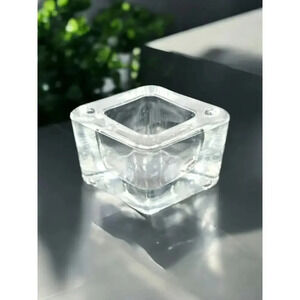 Heavy Thick Icy Clear Glass Votive Holder or Paperweight